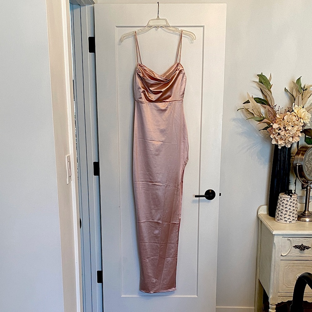 Forever 21 Blush Satin Maxi Dress